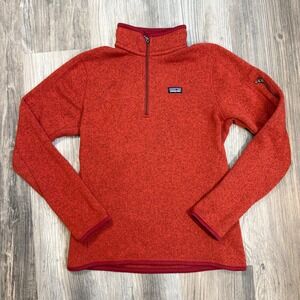 Patagonia Better Sweater 1/4 Zip Pullover Rust Red Heather Fleece Womens M